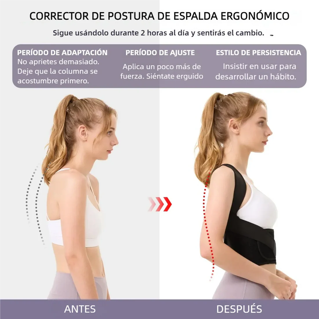 Combo: 2 Correctores de Postura CoreFix +2 Masajeadores Cervical de Regalo: "Siente la diferencia: postura firme, cuerpo sin tensión."