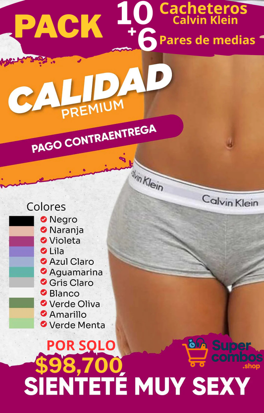Mega Pack de Interiores Femeninos: 10 Cacheteros + 6 pares de medias